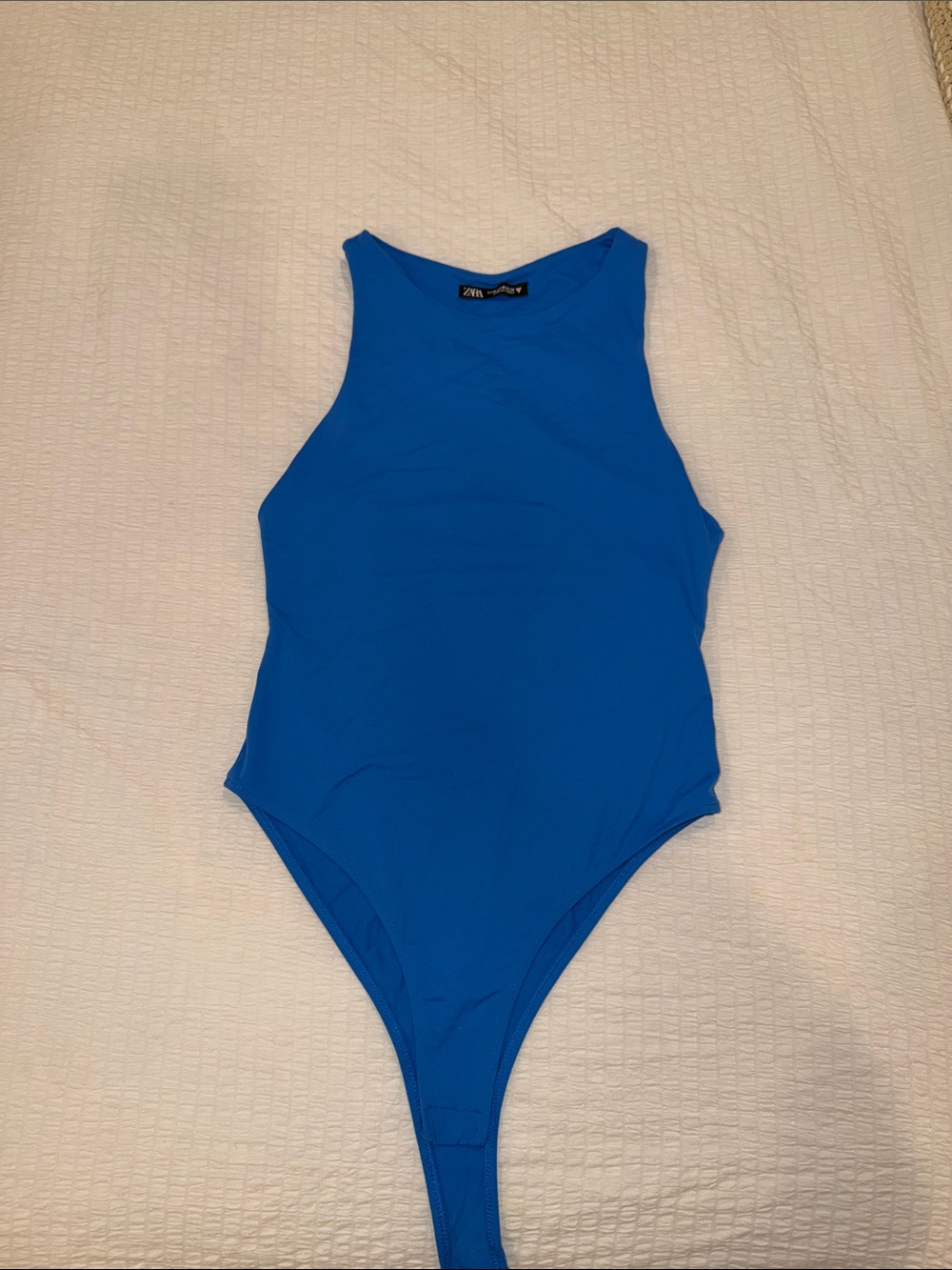 Zara Bright Blue High-Neck Kids One-Piece